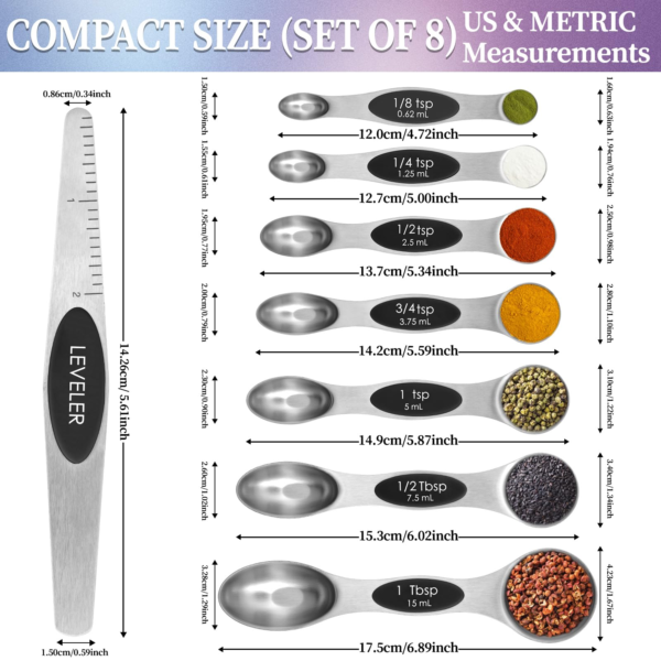 Magnetic Measuring Spoons Set of 8 with Leveler1 - Image 4