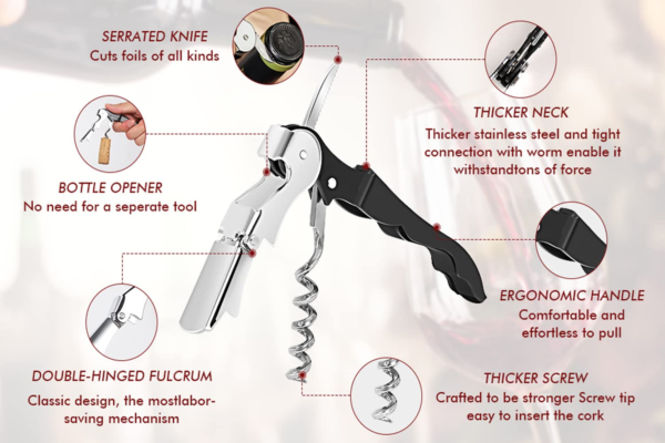 Professional Waiter Corkscrew Wine Openers Set 6 - Image 4