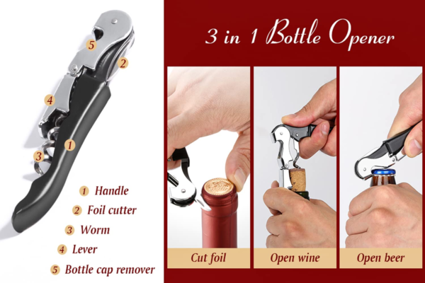 Professional Waiter Corkscrew Wine Openers Set 2 - Image 4